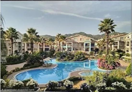 Marmaris Camii Avlu Viertel Im Pool‑komplex Luxus 3+1 zu vermieten möbliert Dach Duplex