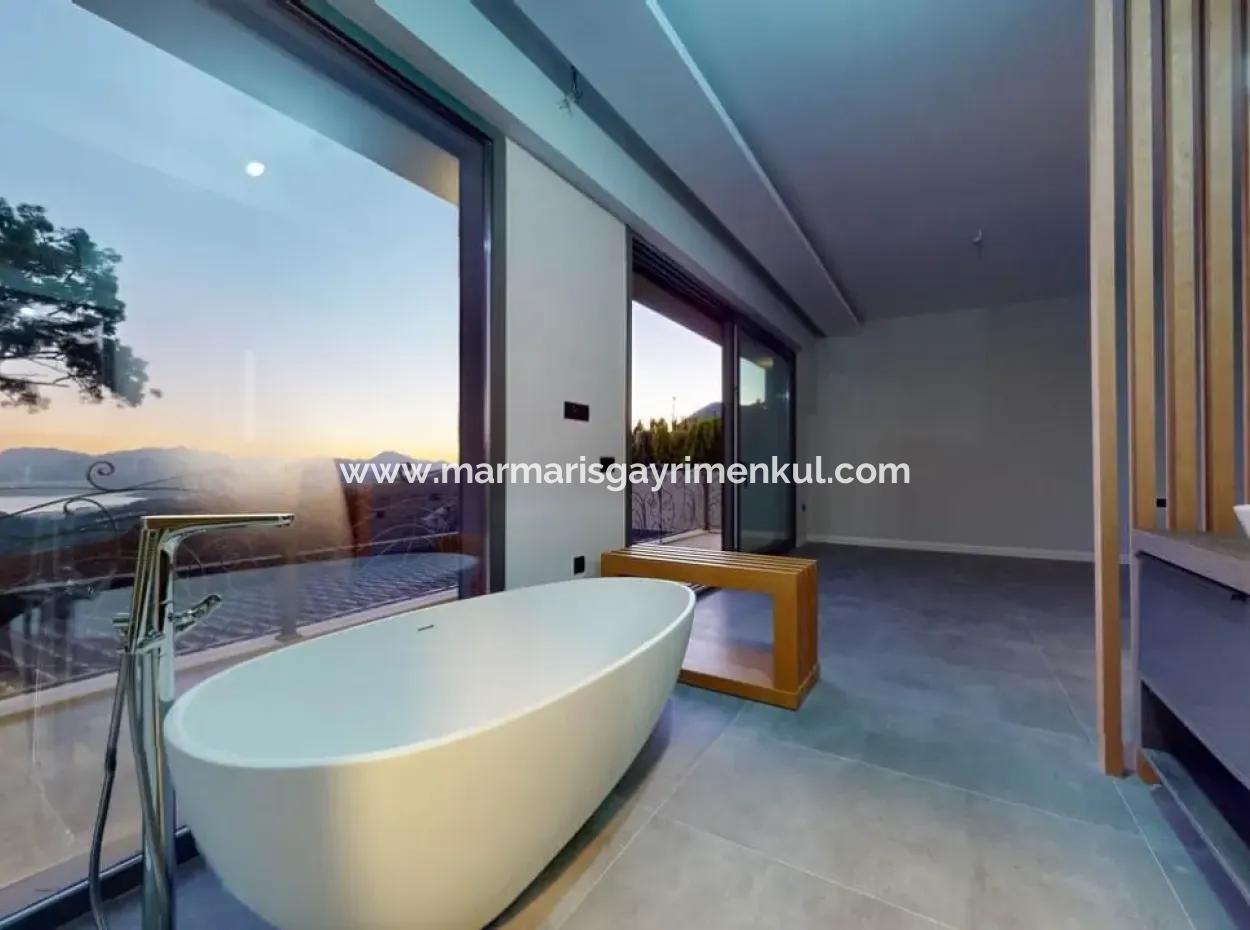 4 Zimmer 1 Wohnzimmer Maßgefertigte Villa Auf 800M2 Grundstück Mit Pool Mit Herrlichem Meerblick In Marmaris Gökbel Gebiet