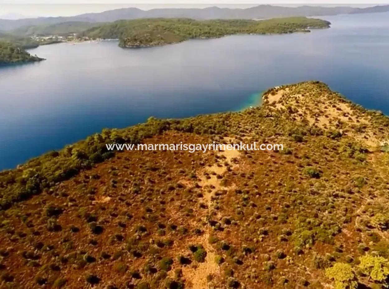 Die Zum Verkauf Stehende Insel Im Golf Von Gökova Im Bezirk Marmaris Hat Eine Grundstücksfläche Von 365000M2 Und Es Befindet Sich Ein Eingetragenes Haus Darin.