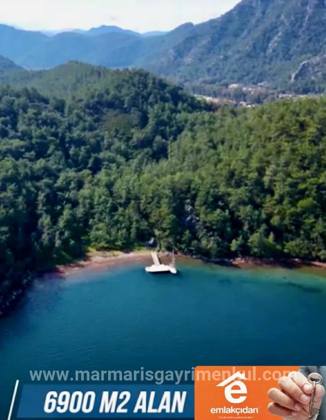 Marmaris Orhaniye neighbourhood has a 6000 m2 Private Jetty existing for sale bay