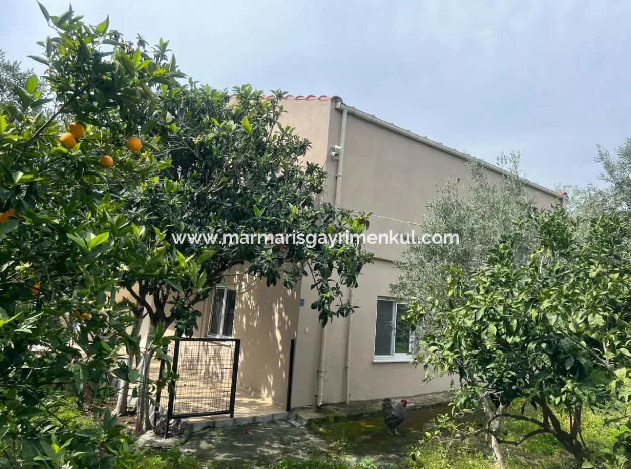 Detached House For Sale On 2000M2 Plot Of Land By The Sea In Marmaris Söğüt Neighborhood. Suitable For Tying A Boat In Front Of It.