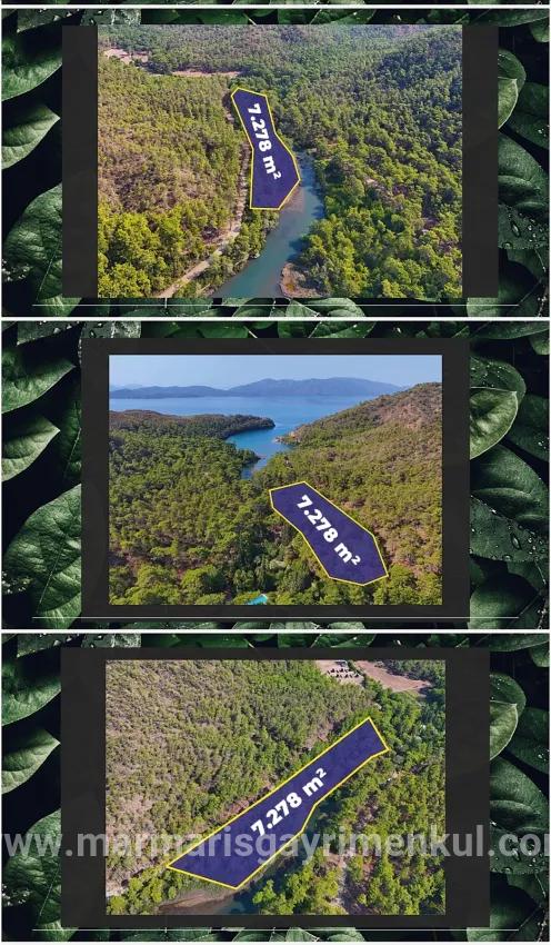 Marmaris Bördübet koyunda 7200 m² kanala cephe satılık tarla