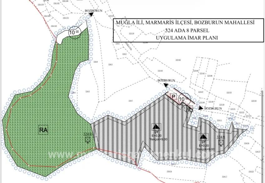 Marmaris Bozburun mahallesinde 32.000m2 arsa Üzerinde İsimleri alınmış yat Çekek yeri