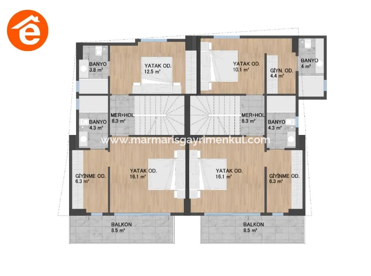 Emlakçıdan Marmaris Merkezinde Satılık Sıfır İkiz Villa